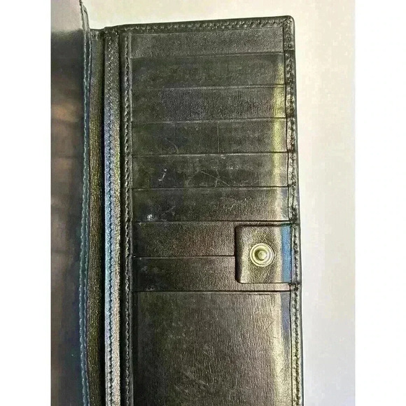 GUCCI Black Leather‎ Long Folded Wallet With Button Closure. Vintage, Classic - Picture 10 of 16